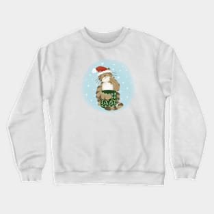 Merry Christmas cat eating gingerbread cookies Crewneck Sweatshirt